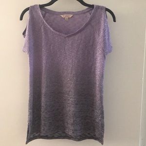 Juicy Couture glittery purple cold shoulder blouse